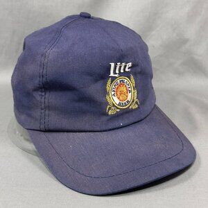 Vtg Universal Miller Lite Beer Snapback Hat Cap Blue Golfer Distressed Mens 90s